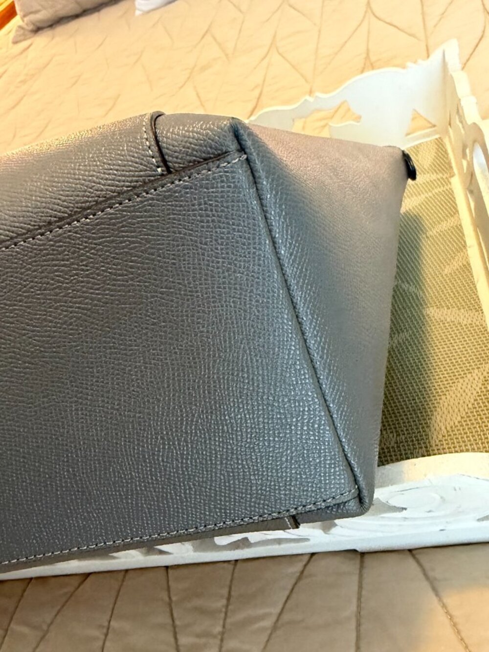 COACH Crossgrain Leather Ava Shoulder Tote Heather Gray w/Hangtag F57526 - Picture 9 of 12